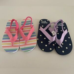 Two Pairs New Toddler Flip Flops Size 7-8